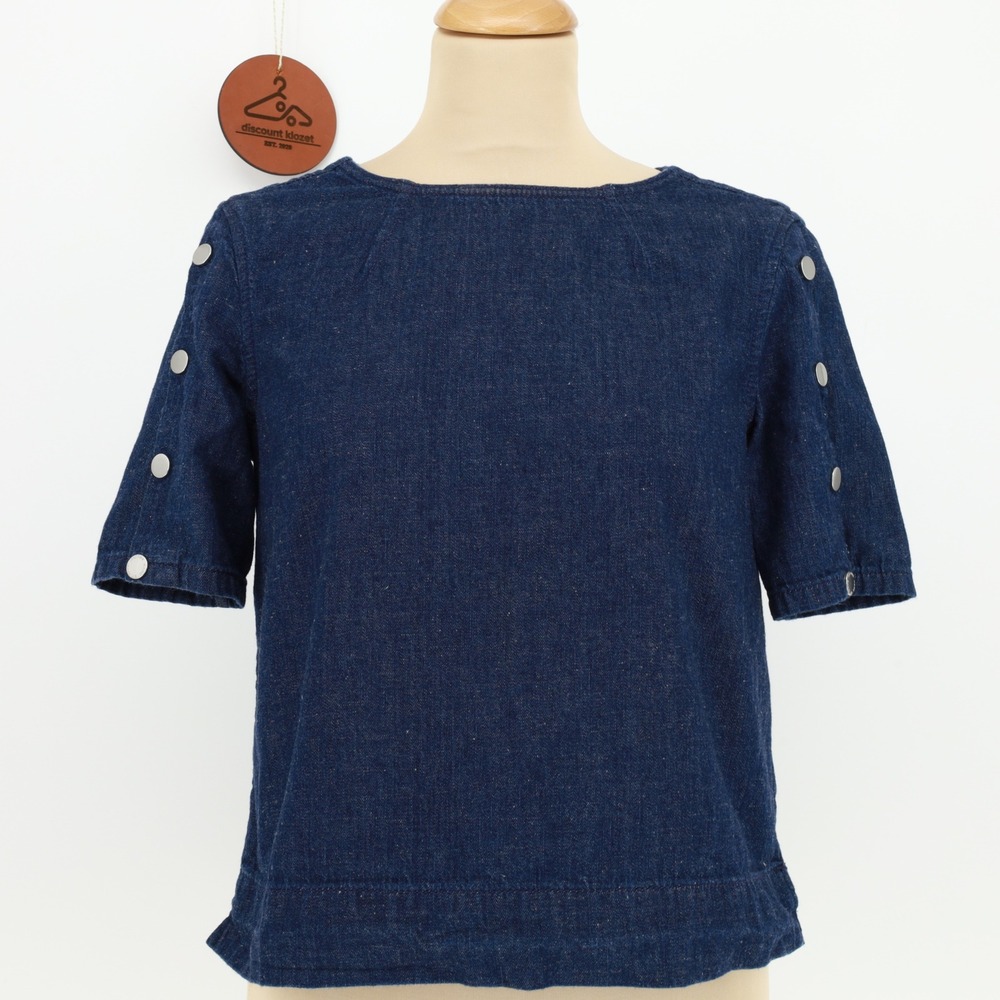 Marc by Marc Jacobs Womens Denim Snap Sleeve‎ Top Nep Blue Size XS Nautical
